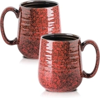 Hasense Large Coffee Mugs Set of 2, Ceramic 20 oz Coffee Cups for Office and Home, Modern Coffee Mug with Big Handle for Latte Coffee Tea Soup as Friend Gifts, Dishwasher and Microwave Safe, Red