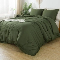 Andency Olive Green Comforter Set Twin Size, 2 Pieces Boho Tassel Lightweight Bedding Comforter Sets, All Season Soft Fluffy Fringe Bed Set (66x90In Comforter & 1 Pillowcase)