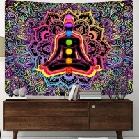 JAWO Seven Chakra Tapestry Trippy Hippie Tapestry Yoga Meditation Tapestry Boho Mandala Tapestry for Yoga Room Bedroom Living Room Dorm 60 X 40 Inch