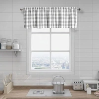 Amzdecor Buffalo Plaid Valance Linen Sheer Cafe Curtain Buffalo Check Plaid Rod Pocket Rustic Kitchen Window Treatment for Living Room Bedroom,1 Panel, 55