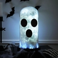 Ghost Halloween Decor, Light Up Ghost Decor in Glass Dome Cloche, Adopt a Ghost for Halloween Decorations Indoor, Ghost Kits Halloween Decor for Home Kitchen Bathroom Mantel Tabletop