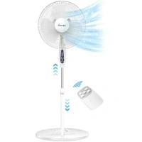 Ifanze Pedestal Fan, 16" Adjustable Oscillating DC Standing Fan with Remote for Home, 3 Speeds, Less Noise Cooling Fan, White