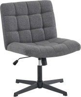 Furnimart Wide Armless Desk Chair No Wheels, Mid Back Criss Cross Chair for Office, Modern Swivel Cross Legged Chair, Height Adjustable Wide Seat Home Office Task Chairs (Dark Gray)