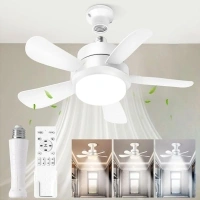 SKY ANGLE Socket Fan Light with Remote, 16 inch Ceiling Fan with Lights, 6 Speeds Dimmable 3 Color Temperatures and E26 Base, Ceiling Fan with Reverse Function for Kitchen, Garage, Bedroom