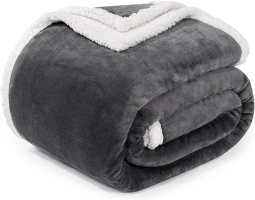 BEAUTEX Sherpa Fleece Throw Blankets, Soft Fluffy Flannel Plush Blanket and Throw, Fuzzy Cozy Grey Cuddle Blankets for Couch Bed Sofa Adults (50" x 60", Grey)