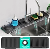 24 Inch Longer Kitchen Sink Splash Guard [5°Slope Fast Draining]Silicone Draining Mat for Kitchen Sink Faucet Mat Kitchen Sink Tidy Splash Guard Kitchen Sink Area Kitchen Faucet Draining Mat