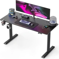 FEZIBO Height Adjustable Electric Standing Desk, 55 x 24 Inches Stand up Table, Sit Stand Home Office Desk with Splice Board, Black