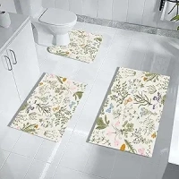 MUGINYU Wildflower Botanical Bathroom Mats Sets 3 Piece, Floral Flower Sage Green Leaves Bath Mat Vintage Spring Boho Plant Thin Rubber Quick Dry Rugs Eucalyptus Bathroom Decor