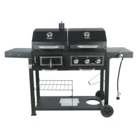 RevoAce Dual Fuel 3 Burner Gas & Charcoal Combo Grill, Black with Stainless, New