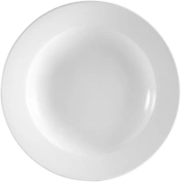 CAC China RCN-105 Clinton Rolled Edge 10-1/2-Inch Super White Porcelain Pasta Bowl, 18-Ounce, Box of 12