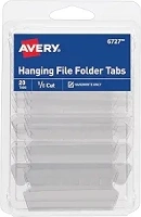 Avery Hanging File Folder Tabs and Inserts, 1/5 Cut, Clear, 20 File Folder Tabs and Inserts Total (06727)