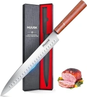 Huusk Knives from Japan, Brisket Carving Knife for Meat Slicing Knife High-Carbon Steel Butcher Breaking Knife Meat Trimming BBQ Carving Knife for Turkey Rib Roast Gifts for Dad