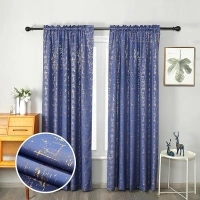 Taisier Home Gold Foil Print Linen Textured Curtains Geometric Dots Pattern Design Curtains for Bedroom Living Room Thermal Insulated Window Treatment 2 Panels 95" L,Royal Blue and Gold Curtains Print