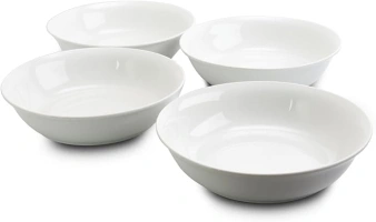 Gibson Home Wide 8.75 in. Stoneware Dinner and Serving Bowls in White, Set of 4