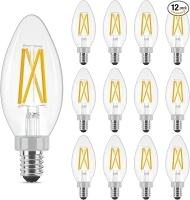 𝐋𝐄𝐃 𝐂𝐚𝐧𝐝𝐞𝐥𝐚𝐛𝐫𝐚 𝐁𝟏𝟏 𝐂𝐚𝐧𝐝𝐥𝐞 𝐋𝐢𝐠𝐡𝐭 2700K Softwhite LED Bulbs 40W Equivalent 500 Lumens, Filament E12 Candle, 90+ CRI, LED Chandelier Light Bulbs, UL Listed, 12 Pack