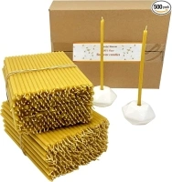 500 Votprof 100% Pure Beeswax Taper Candles ( 6 1/4") Natural Honey Scent