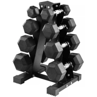 BalanceFrom 100LB Rubber Coated Hex Dumbbell Weight Set with A-Frame Rack, 5-20 lbs Pairs