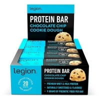 Legion Chocolate Chip Cookie Dough Protein Bar - 100% Whey Protein Bars Low Sugar High Protein with Prebiotic Fiber - Soy-Free, Gluten Free, Naturally Flavored, Low Fat, High Protein Bars (12 Count)