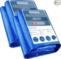 Poly Tarps Heavy Duty Waterproof: 2 Packs Tarpaulin 11Mil Thicken 6x8 Ft - Anti-UV Waterproof Tarp Cover with Grommets Multipurpose for Boat Pool Roof Outdoor