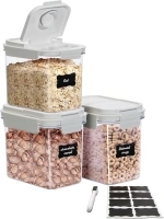 Cereal Storage Containers, Flip Top, BPA-Free Plastic, Reusable, Pantry Organizers, Food Portion Containers (SX 3Sets)