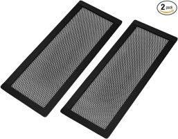 Magnetic Floor Register Vent Covers, 4 x 10 Inch Stronger Magnet Vent Mesh,PVC Vent Screen Trap Perfect for Wall, Ceiling, Home Floor Air Vent Filters, Catch Debris Hair Insect-2Pack (4"x10", Black)