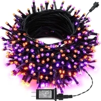 Joomer Orange Purple Halloween Lights 100FT 300 LED Connectable Halloween String Lights with 8 Modes Timer Waterproof Plug-In Orange Purple String Lights for Indoor Outdoor Halloween Decorations