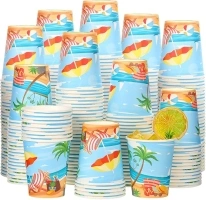 Umigy 100 Pcs Oceans Theme 8 oz Paper Cups Cartoon Disposable Paper Cups Bathroom Mouthwash Drinking Disposable Cups for Summer Party Picnics Barbecues Traveling Hot Cold Beverage Coffee Water Juice