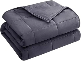 Weighted Blanket for Adults (12 lbs, 48" x 72", Grey) Cooling Heavy Blanket Microfiber for Sleeping Perfect for 110-130 lbs, Twin Size Breathable Blanket with Premium Glass Bead, Machine Washable