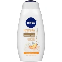 NIVEA Refreshing White Peach and Jasmine Body Wash, Scented Body Wash with Nourishing Serum, Plant-Derived Oils, Essential Skin Lipids and Vitamins, 20 Fl Oz Bottle