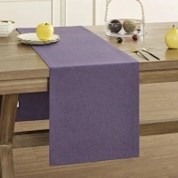 ZeeMart Basic Linen Style Table Runner, 14 x 90 Inch Dark Purple Chambray, Rustic Farmhouse Purple Table Runners 90 Inches Long, Everyday Polyester Table Runner - Machine Washable & Easy Care