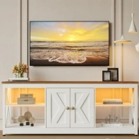 SESSLIFE White TV Stand for 65 Inch TV, Modern TV Cabinet with LED Light