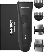 MANSPOT Manscape Groin & Body Hair Trimmer for Men, Electric Ball Trimmer Pubic Trimmer Body Shaver, Replaceable Ceramic Blade Heads,Waterproof Wet/Dry Body Shaver Groomer,90 Minutes Shaving