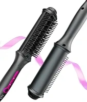 NOVUS Ionic Hair Straightener Brush, 4 Temps & 30s Heating & Auto-Off, Anti-Scald Ceramic Straightening Comb Fast Heating for Home Salon, Less Frizz & Smoother Hair for All Hair Types