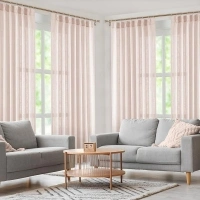 WEST LAKE Pink Bailey Pinch Pleated Light Filtering Curtains 90 Inches Length,Farmhouse Linen Textured Drapes with Back Tabs,Light Filtering Window Treatment for Girls Bedroom,Living Room,40"Wx90"Lx2