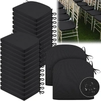 Domensi 50 Pack Wedding Chiavari Chair Cushion Bulk Waterproof Dining Chair Pads with Washable Cover Non Slip Seat Cushion with Ties for Wood Resin Chiavari Chairs Wedding Event Party, 16 x 16 Inch