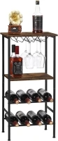 MOOACE Wine Rack Table, Wine Rack Freestanding Floor, Wood Industrial Rustic Wine Bar Cabinet with Wine Storage and Bottle Shelf, 8 Bottles Floor Wine Rack Shelf for Home, Bar stand, Brown