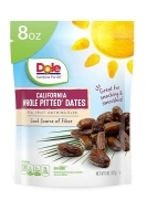 Dole California Whole Pitted Dates, Dried Fruit, Gluten Free Snack, 8 Oz Bag