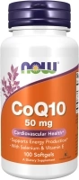 NOW Foods Supplements, CoQ10 50 mg, Pharmaceutical Grade, All-Trans Form produced by Fermentation, 100 Softgels