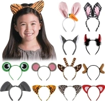 12 Pack Plush Animal Headbands for Party Favor, Jungle Animal Ear Horn Hair Hoop, Idea on Kid and Adult Birthday, Halloween decoration, Dress-Up Safari Themed Parties Supplies, Christmas Gift