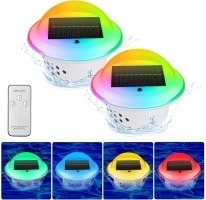 Floating Pool Lights, 2PC Solar Pool Lights That Float, RGB Color Changing Waterproof LED Lights, Rechargeable Swimming Pool Lights with Remore, Pool Accessories for Outdoor,Pond,Hot Tub