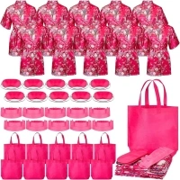 Panitay 40 Pcs Kids Spa Party Supplies Set Floral Satin Kimono Robe Short Pajamas for Girl Party Favors Birthday Wedding