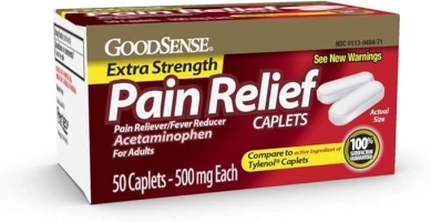 GoodSense Extra Strength Pain Relief, Acetaminophen Caplets, 500 mg, 50 Count