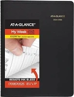 AT-A-GLANCE 2024-2025 Academic Appointment Book Planner, Weekly (Jul 2024-Aug 2025), Quarter-Hourly, 8-1/4" x 11", Large, Black (709570525)