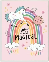 Stupell Industries You are Magical Phrase Fantasy Unicorn Rainbow Wood Art by Nina Seven Wall Plaque, 10 x 15