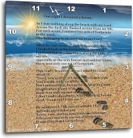 3dRose DPP_204469_3 Footprints in The Sand on Beach with Poem Wall Clock, 15 x 15