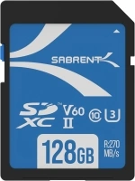 SABRENT Rocket V60 SD UHS-II Memory Card - 128GB, High-Def Video Recording, R270MB/s W170MB, V60 U3 A1 Performance (SD-TL60-128GB)