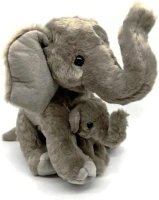 The Petting Zoo Mom and Baby Elephant Stuffed Animal Plushie, Gifts for Kids, Wild Onez Zoo Animals, Elephant Plush Toy 12 Inches