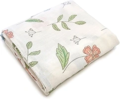 Moonybaby - Blankets, 100% Organic Cotton Swaddle, Stroller, Receiving Blankets (Flower), 47x47 Inch, Newborn Baby Registry