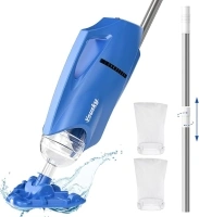 Pool Vacuum for Above Ground Pool: Cordless Handheld Pool Vacuum w/Telescopic Pole, Rechargeable Swimming Pool Cleaner for Inground Pools and Hot Tubs, Powerful Suction up to 18 Gallons/Min.