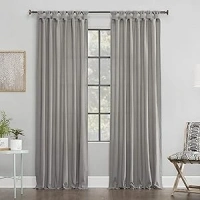 Archaeo Washed Cotton Twist Tab Curtain, 52" x 95", Silver Gray